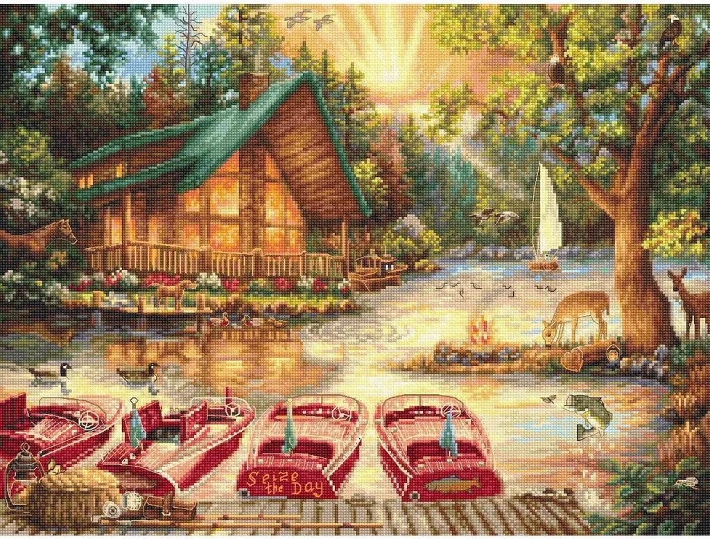 Kit broderie détente Letistitch Profitez de la journée DIY 42x32 cm
