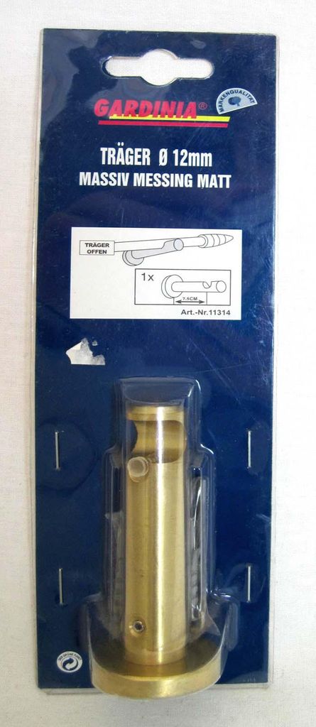 1 Auflage-Träger offen, Metall Messing-Matt für Stangen Ø 12 mm