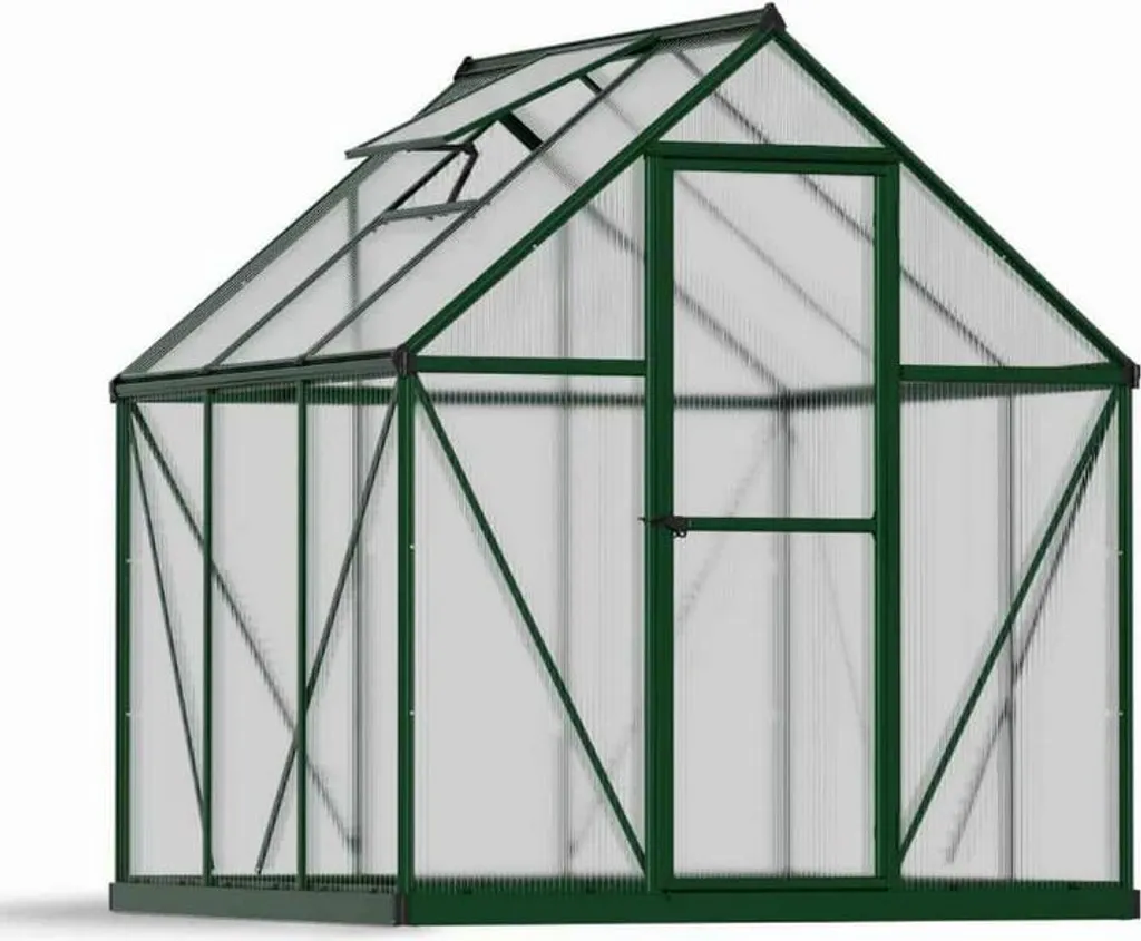 Serre de jardin PALRAM Mythos 6x6 verte et transparente - Réf 7175