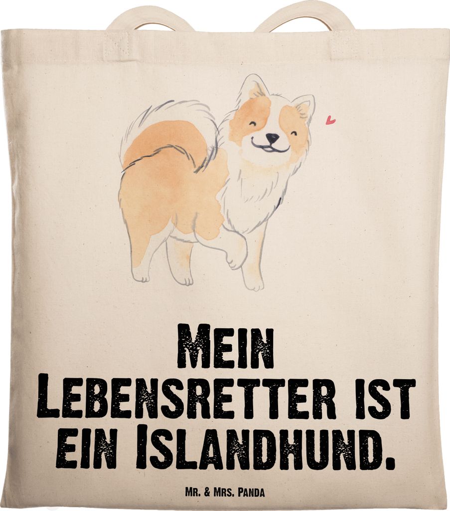 Mr. & Mrs. Panda Schultasche Islandhund Lebensretter - Transparent - Geschenk, Uni Tasche, Tote Bag, Isländischer Schäferhund, Stoffbeutel, Lapto...
