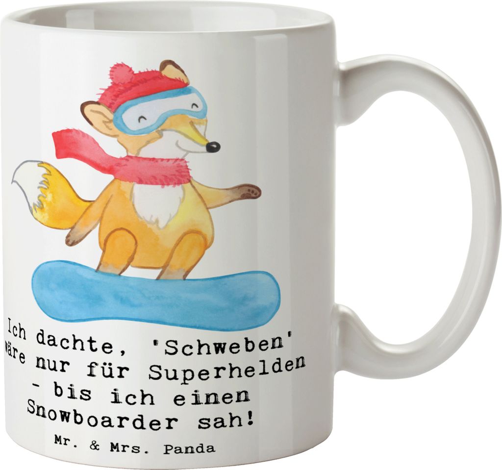 Mr. & Mrs. Panda Kaffeebecher Snowboarden Zauber - Weiß - Geschenk, Teamsport, Natur, Kaffeetasse, Tasse, Sportart, Keramiktasse, Pisten, Schweben...