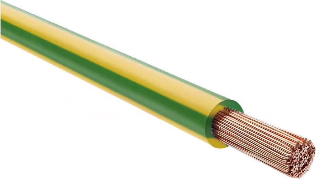 HELU KABEL H07Z-K 90°C 1X10mm² GNYE (grün/gelb) Einzelader halogenfrei grün/gelb AD 7,1mm Nennspannung Uo/U 450V/750V -