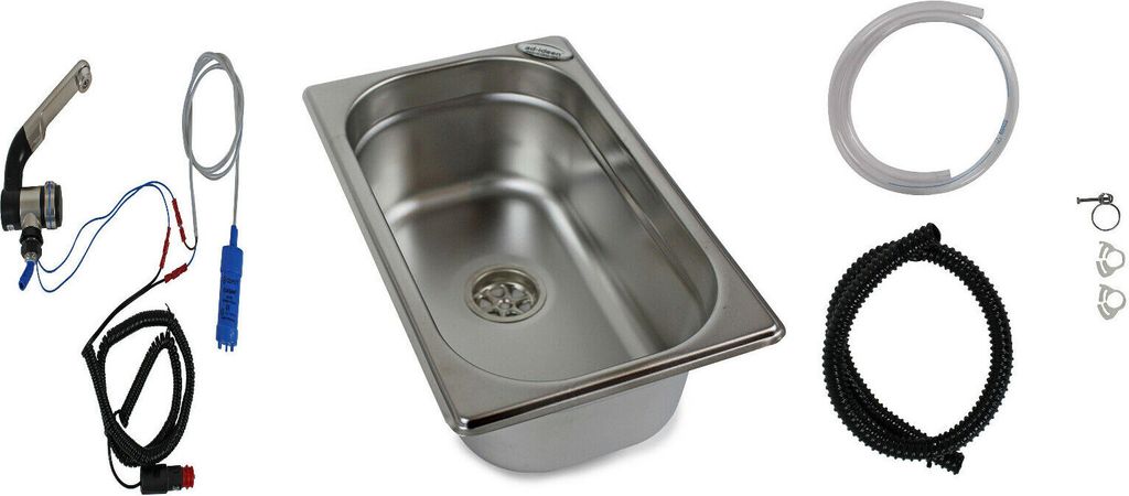 Edelstahl Spülbecken 265x160x100 mm Camping Spüle Produktbild 