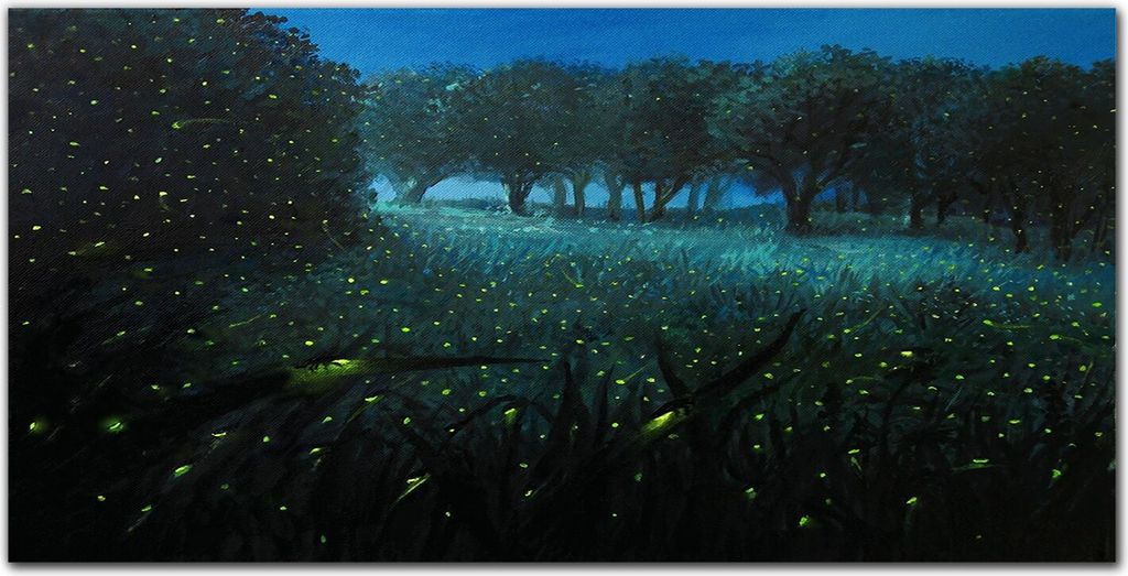 Coloray Bild aus Acryl 120 cm x 60 cm - Wohnzimmer Acrylblock mit Bild Wanddekoration Gehärtetes Acryl Dekoration Küche - Glühwürmchen Las Nacht