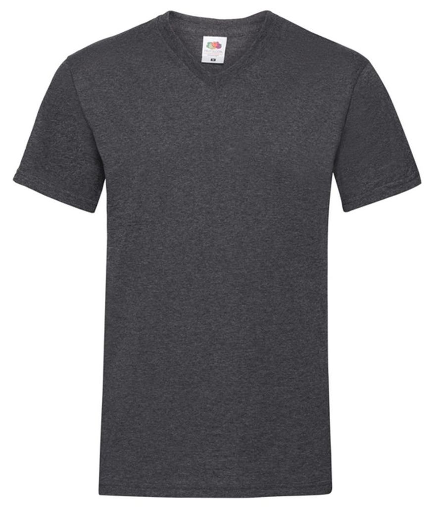 Fruit of the Loom - "Valueweight" T-Shirt für Herren/Damen Uni, V-Ausschnitt, meliert LT2576 (M) (Dunkelgrau)