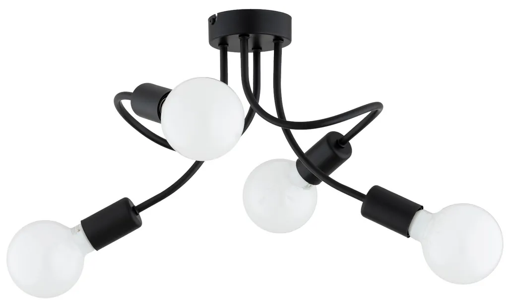 Éclairage puissant suspension HITO métal noir 4 bras pour pièce sombre