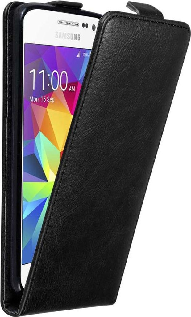 Cadorabo Hülle für Samsung Galaxy GRAND PRIME Schutz Hülle in Schwarz Flip Etui Handyhülle Case Cover