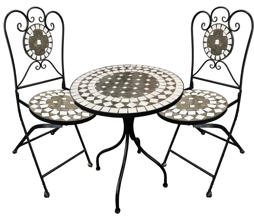 3tlg. Mosaik Sitzgruppe Gartengarnitur Ø60cm Produktbild 