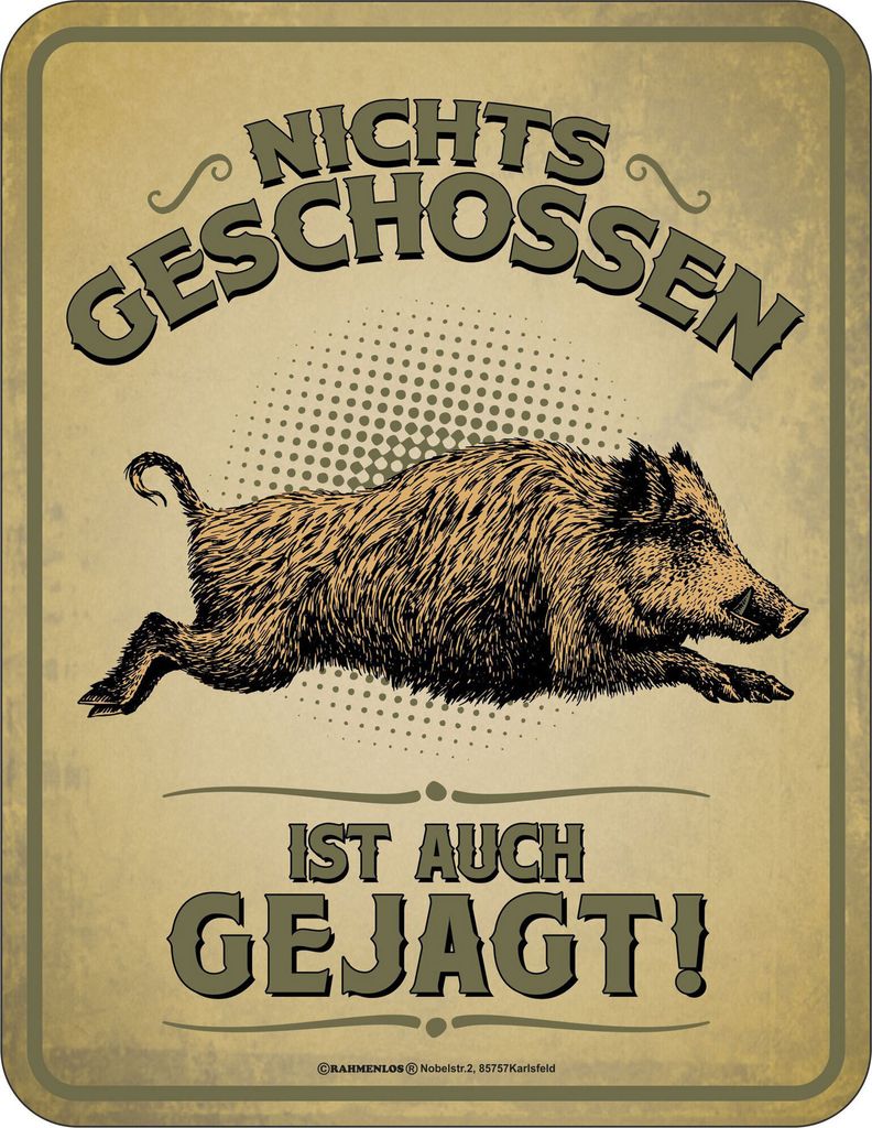 Jäger - nichts geschossen - Blech-Schild Spruch - Produktbild 