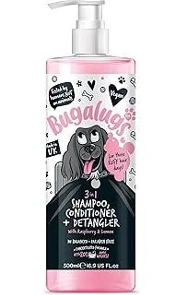 Shampoo Professionale Bugalugs 3 in 1 Lampone - Per Pelo Lucido