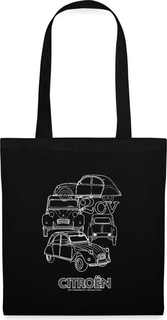 Spreadshirt Citroën 2CV Ente Skizze Stoffbeutel, One size, Schwarz