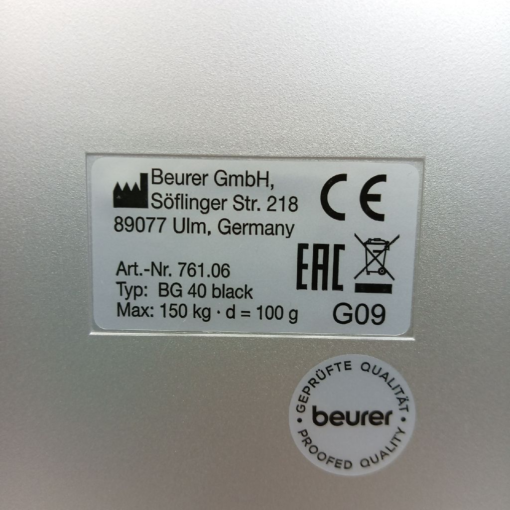 Beurer Analyse Badezimmerwaage BG40 Schwarzes Glas 761.06 Produktbild 11
