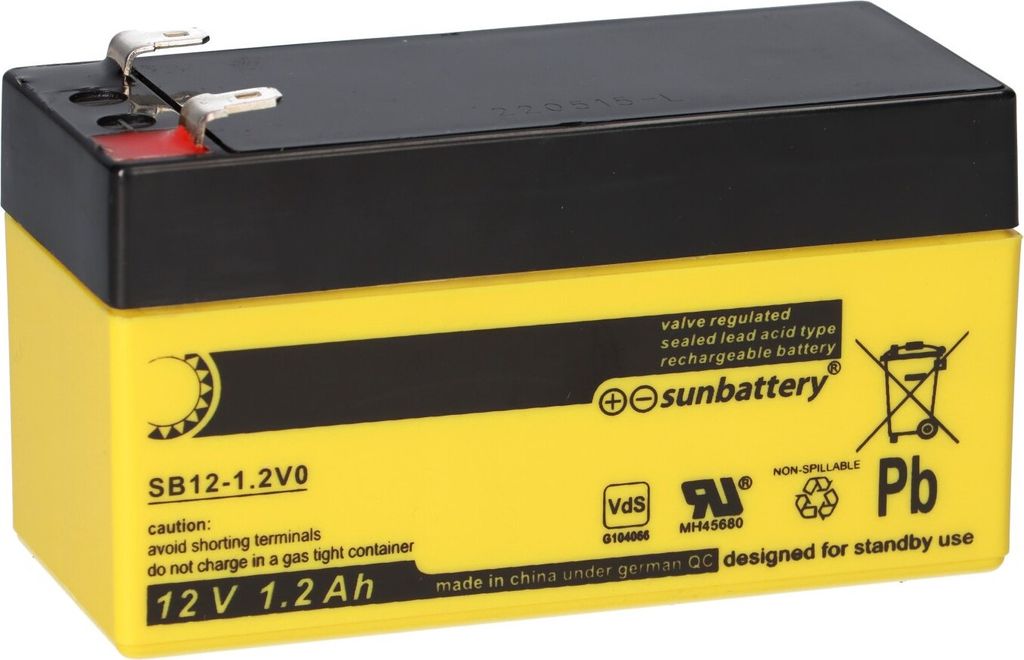 SUN Battery SB12-1.2V0 Batterie AGM 12V 1,2Ah au plomb avec Image du produit 