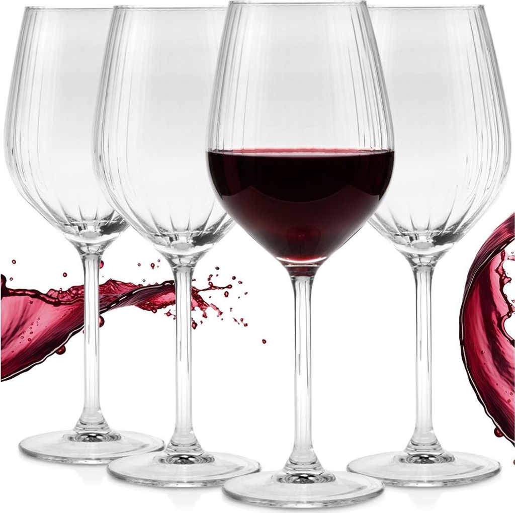Weingläser - 490 ml - Geriffelt - Glas