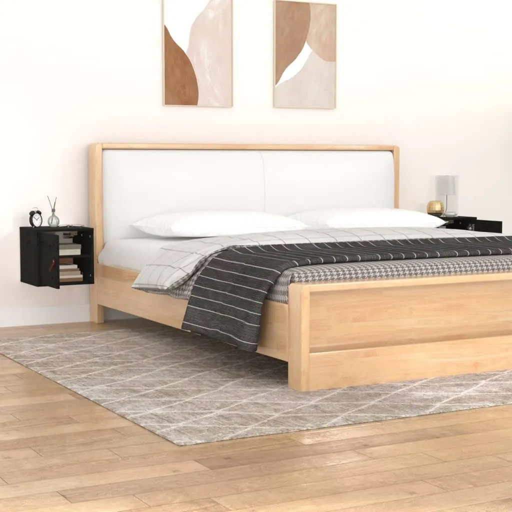 Set 2 Armadietti Pensili The Living Store Legno Pino Nero 30cm