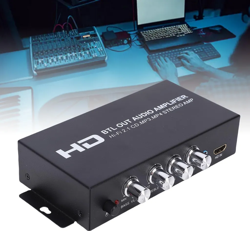 Ampli Stéréo pour Ordinateur et Maison avec Entrée Audio Multimédia - 2