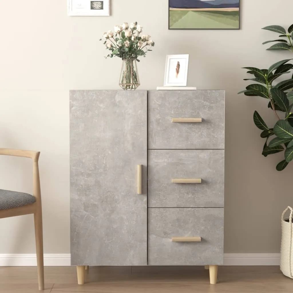 vidaXL Credenza grigio cemento 69,5x34x90 cm materiale a base di legno