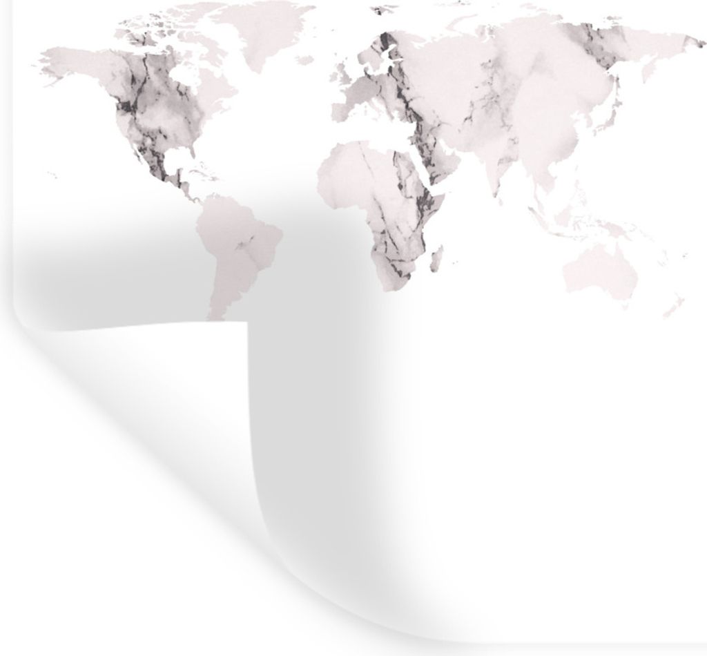 MuchoWow Wandtattoo Wandsticker Wandaufkleber Weltkarte - Marmor - Grau 90x120 cm Selbstklebend und Repositionierbar - Faltenfrei