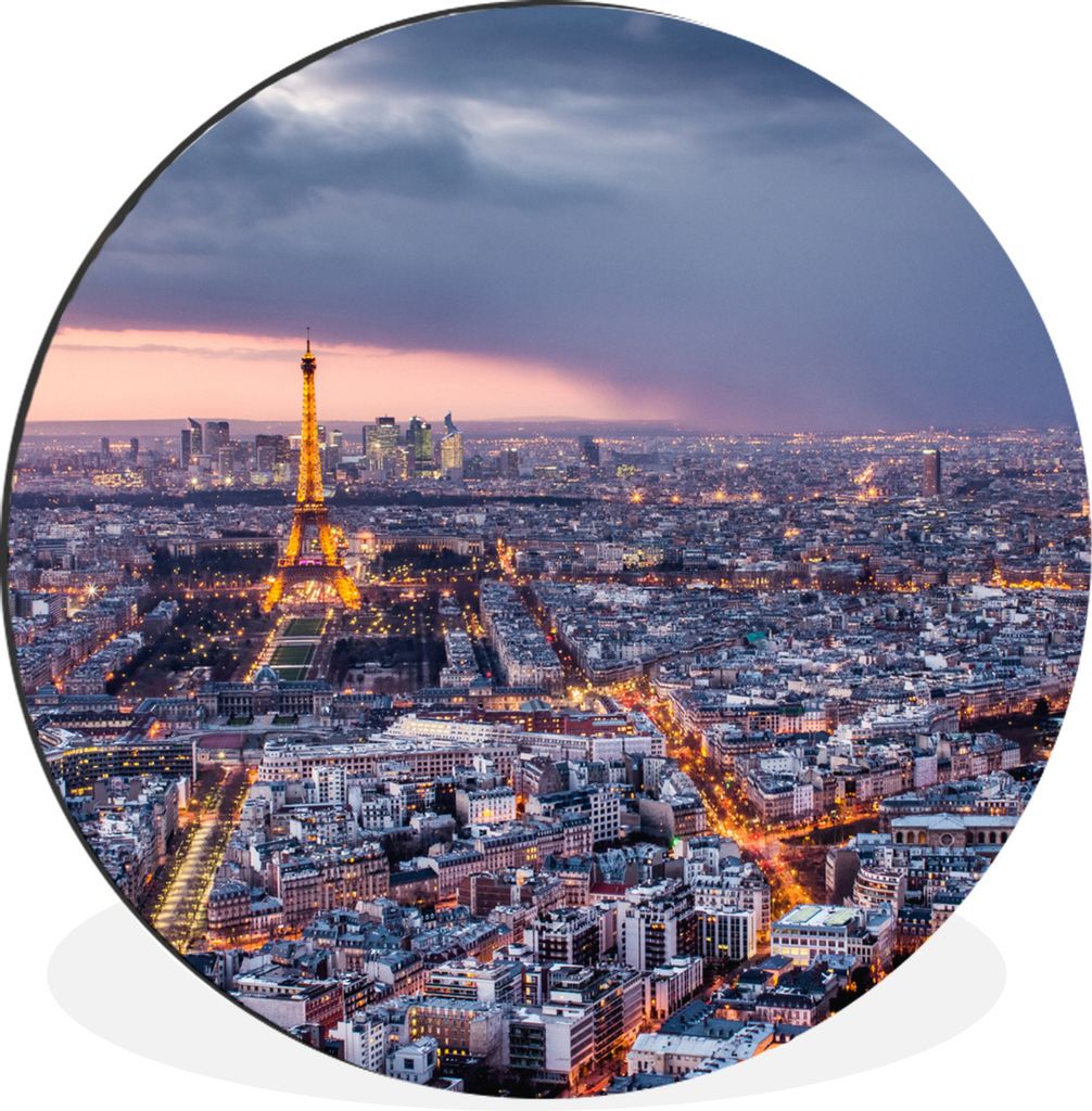 MuchoWow Aluminium Wandkreis Dämmerung in Paris Ø 30 cm Wanddeko Modern Wohnzimmer - Wand Bild - Wohnzimmer - Runde Bilder - Alubilder - Kunst ...