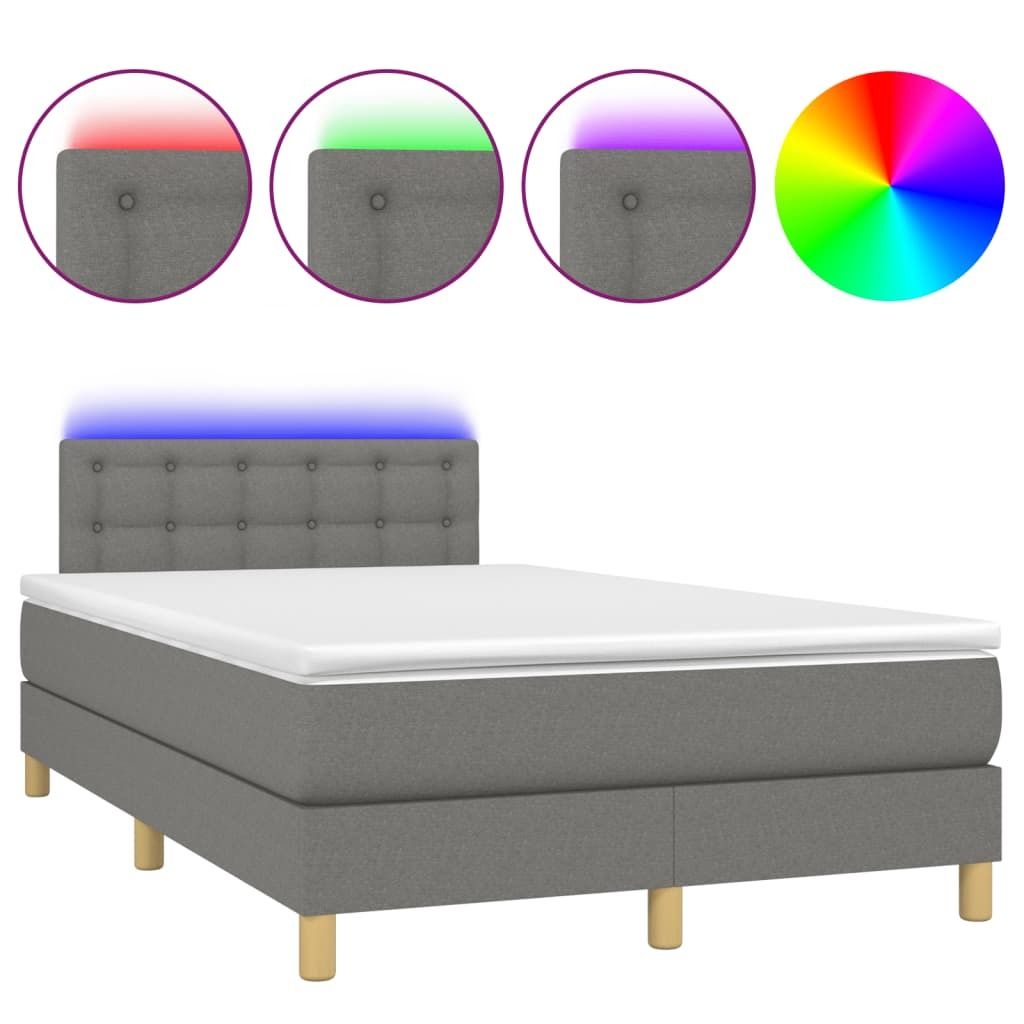 (Robust Möbel)Boxspringbett - Einzelbett/Jugendbett mit Lattenrost - mit Matratze & LED Dunkelgrau 120x190cm Stoff - Klassische Betten DEMöbe...