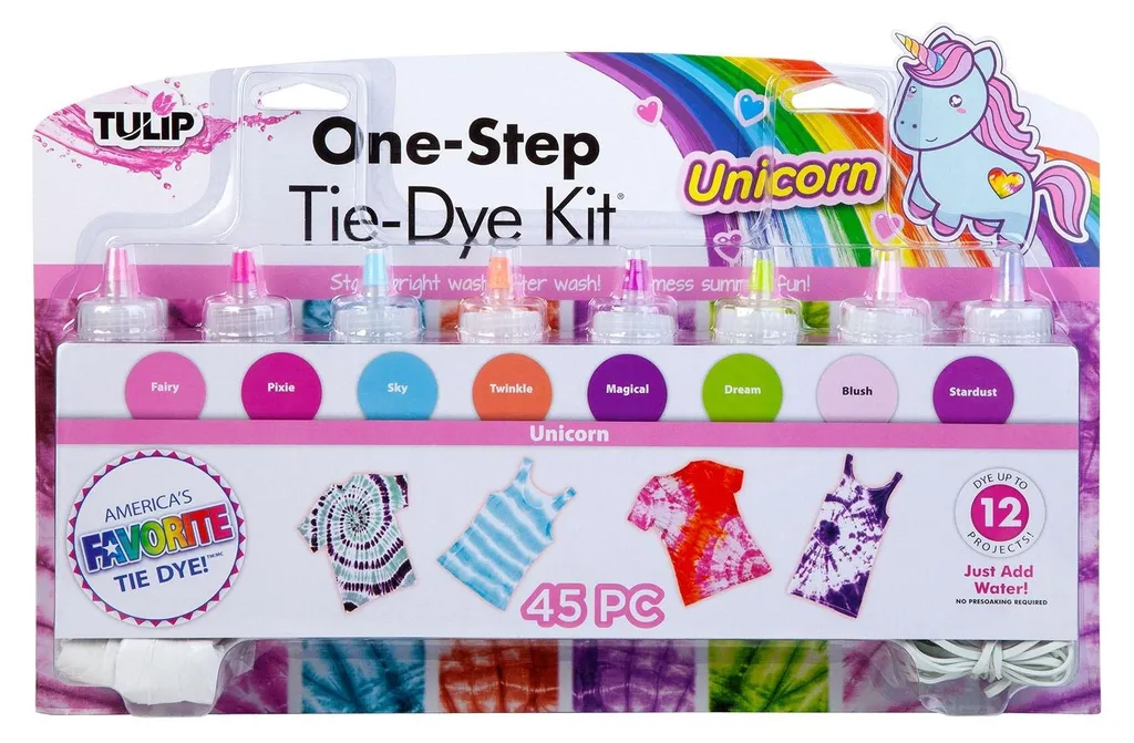 Tulip Tie-Dye Kit Licorne - Kit Peinture Textile Multicolore Enfant 12 Couleurs