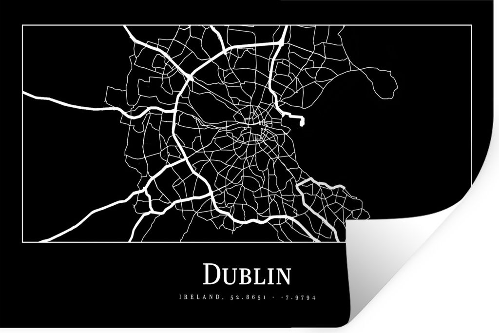 MuchoWow Wandtattoo Wandsticker Wandaufkleber Stadtplan - Dublin - Karte 90x60 cm Selbstklebend und Repositionierbar - Aufkleber