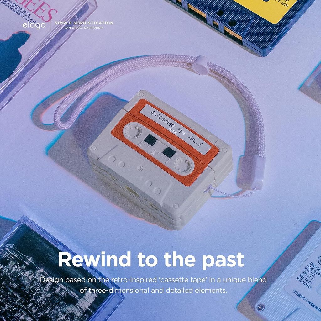 Elago AirPods Pro Hülle Im Retro-Spielkonsolen Design - Mit Karabiner In Hellgrau