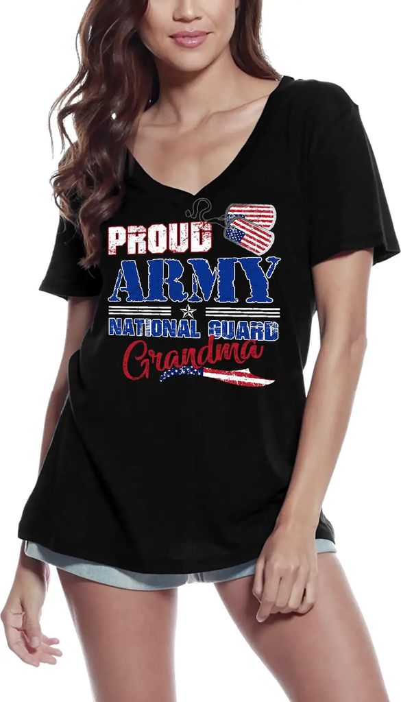 Damen Grafik T-Shirt V-Ausschnitt Stolze Armee-Nationalgarde-Oma - amerikanische patriotische Mutter – Proud Army National Guard Grandma - American