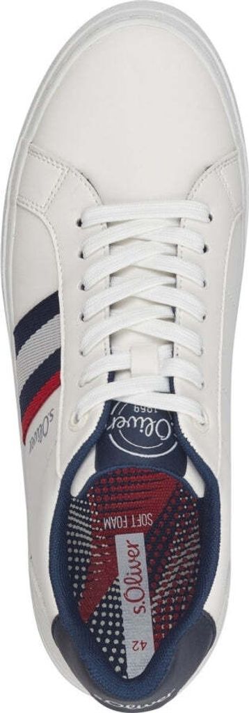 s.Oliver Herren Sneaker sportlich Streifen Soft Foam 5-13631-42, Größe:43 EU, Farbe:Weiß