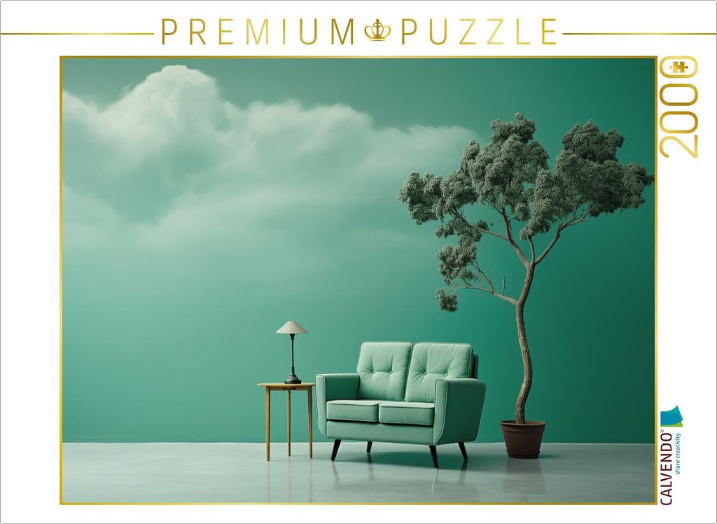 CALVENDO Puzzle Grünes Sofa | 2000 Teile Lege-Größe 90x67cm Foto-Puzzle für glückliche Stunden