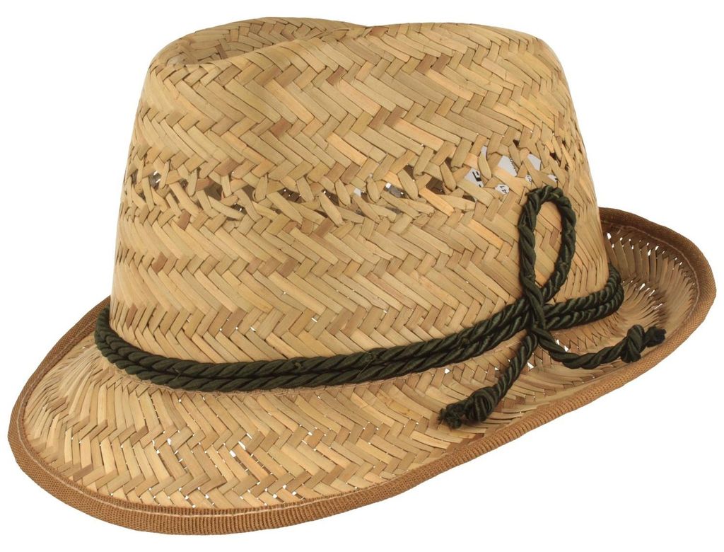 Kinder Trachtenhut Strohhut Trilby mit Seidenkordel von Hut-Breiter in beige
