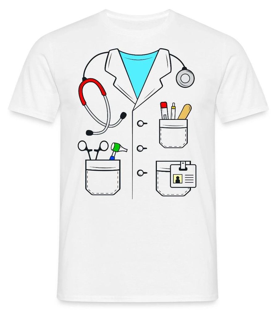 Spreadshirt Arzt Kostüm Karneval Fasching Männer T-Shirt, M, Weiß