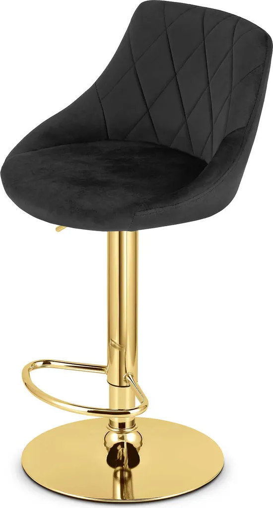 Sgabello KAST Velluto Nero e Base Oro | Design Luxury per Penisola Cucina - 7