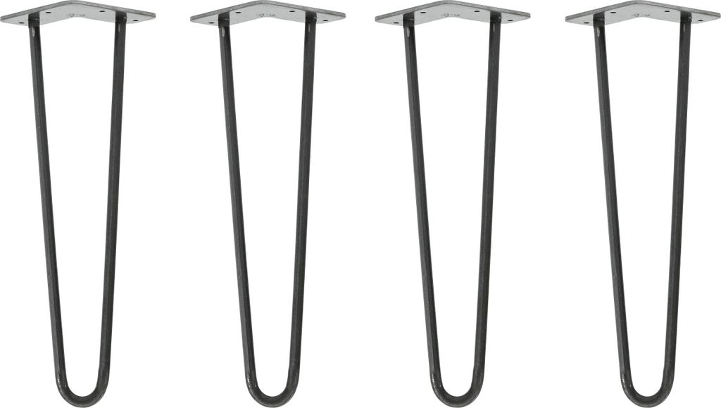 Natural Goods Berlin HAIRPIN Legs, Haarnadelbeine, Möbelfüße, Tischbeine, Industrial Anthrazit, 40 cm, 2 Streben, 4 Stück