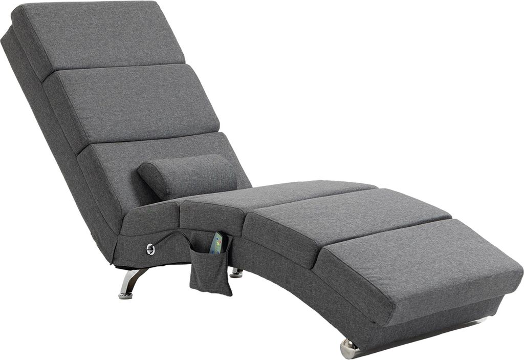 Massagesessel Relaxsessel Liegesessel 8 Vibrationspunkte, 5 Modi, 8 Vibrationspunkte, 56 x 168 x 84 cm, Grau