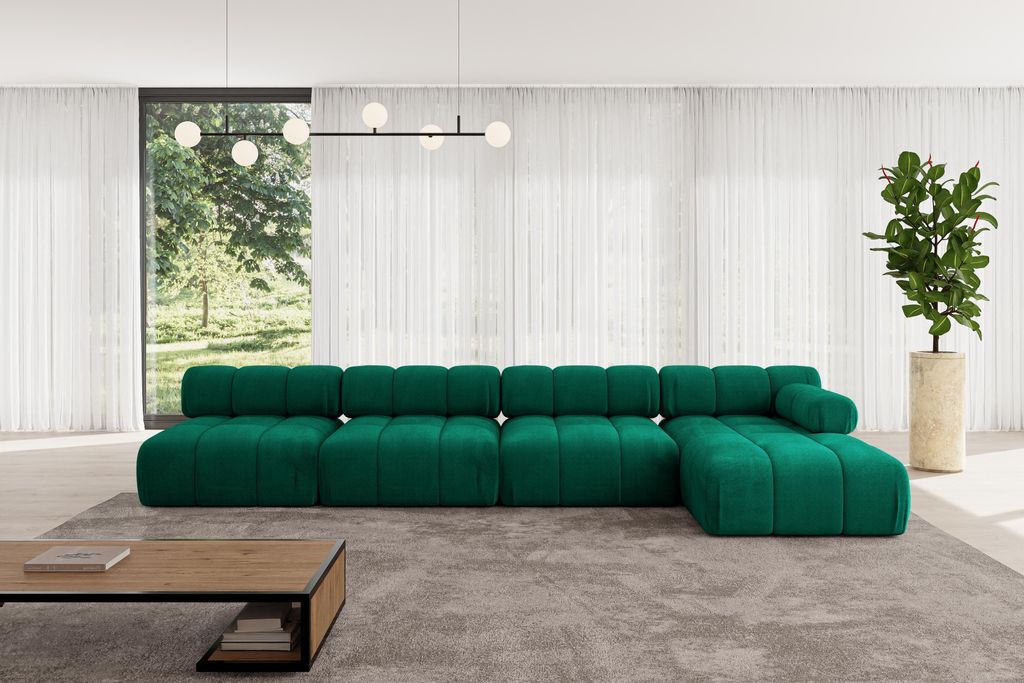 ALTDECOR Modulares Sofa Ecksofa in L-Form - Razon-L3 - 380x160x70 cm Dunkelgrün Corner modular Sofa Eckcouch Couch Wohnlandschaft Cauchsofa Polste...