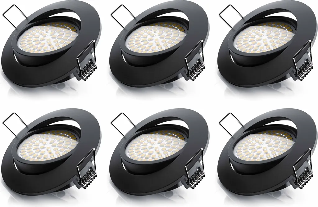Faretti LED Incasso Brandson Nero Opaco: Design Orientabile 6 Pezzi