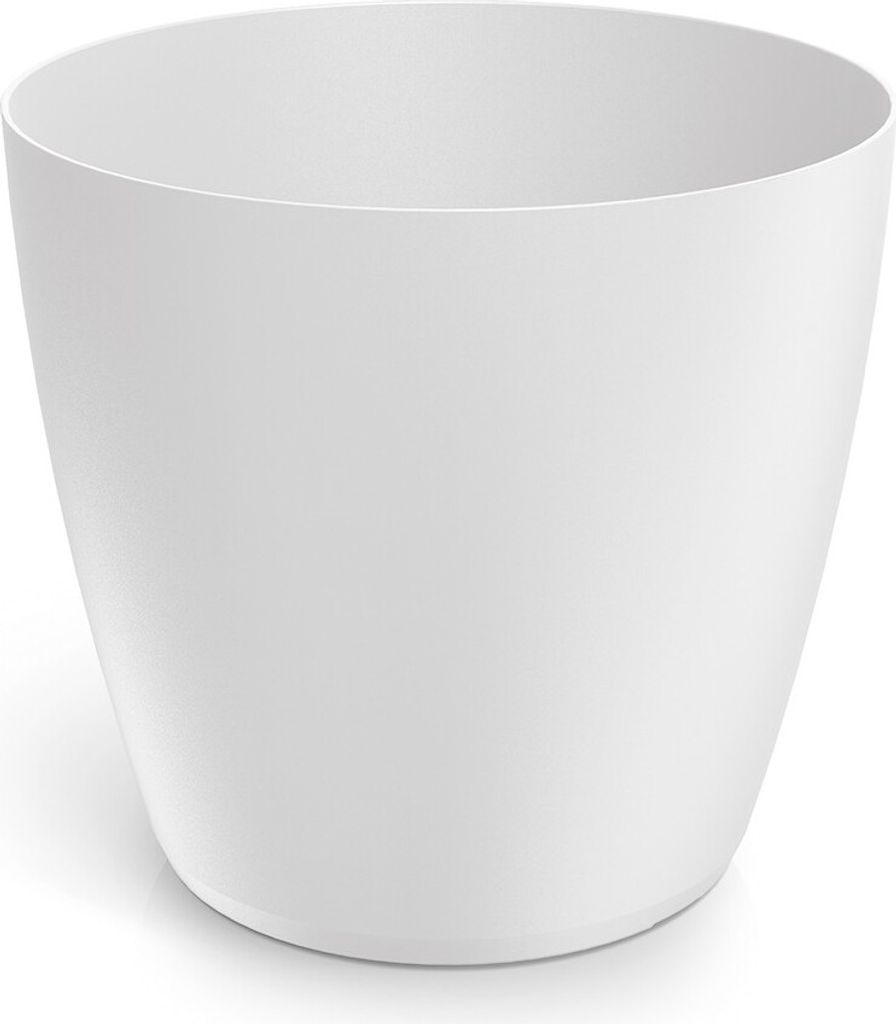 Weißer matter Kunststoff-Blumentopf 13,8x12,7 cm glatter Deckel Mate