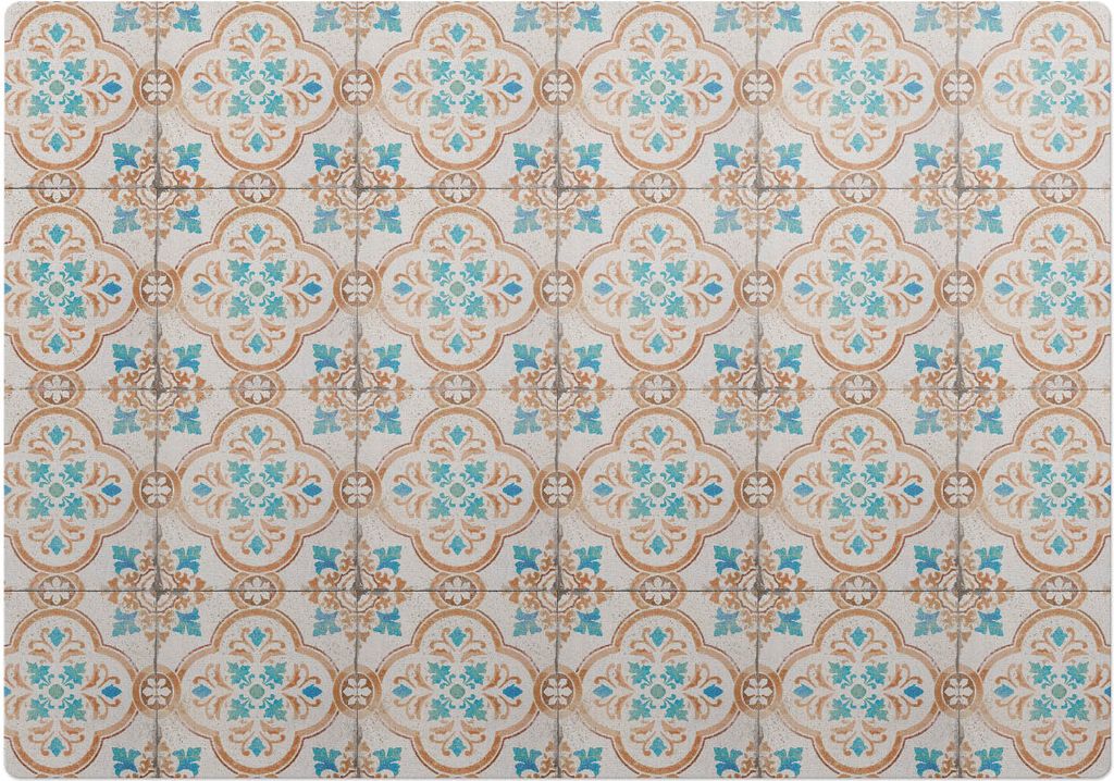 Retro-Kachel-Ornament – Bodenschutzmatte – Stuhlunterlage 100x100 cm – Rutschfest – Hartbodenmatte