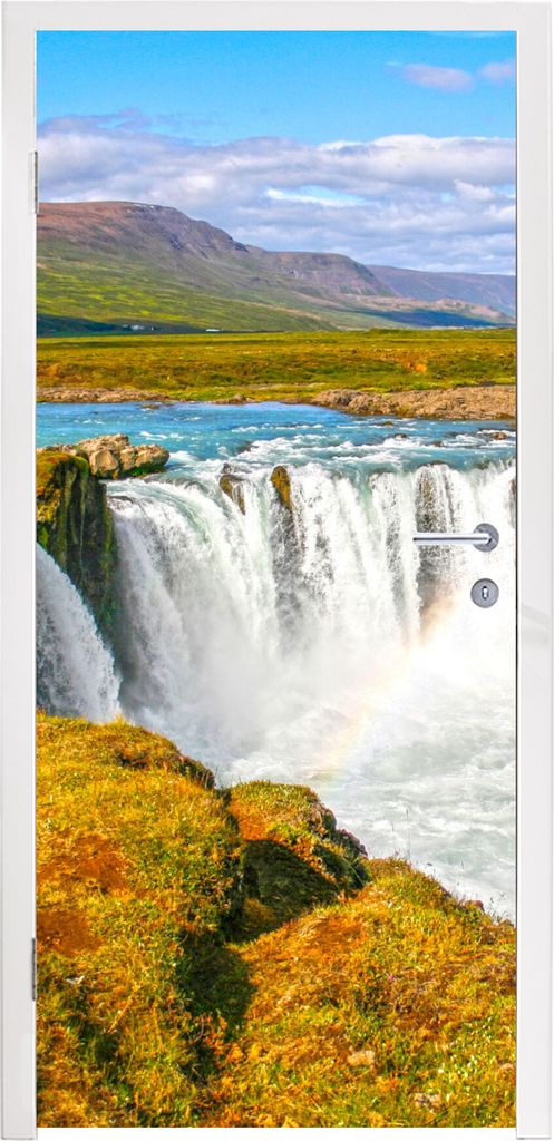 MuchoWow Türtapete Selbstklebende Türfolie Wasserfall - Wasser - Natur 80x205 cm Türposter Türaufkleber Klebefolie Türklebefolie - Fototapet...