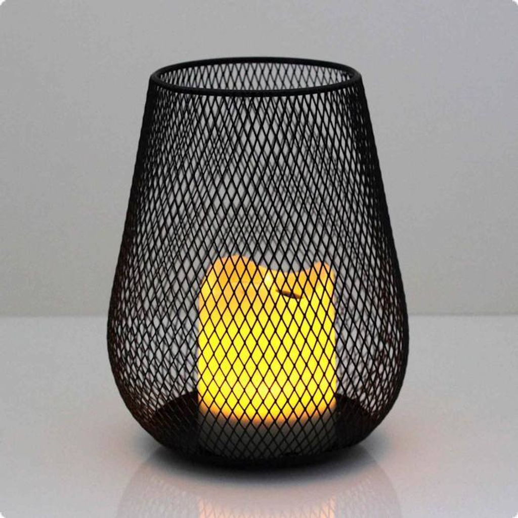 LED-Solarkerze Windlicht Deko-Gitter 12.5 cm x 17 cm | Gartenkerze Solar für Draußen mit flackernde gelbe LED I Outdoor Garten Balkon wiederaufla...