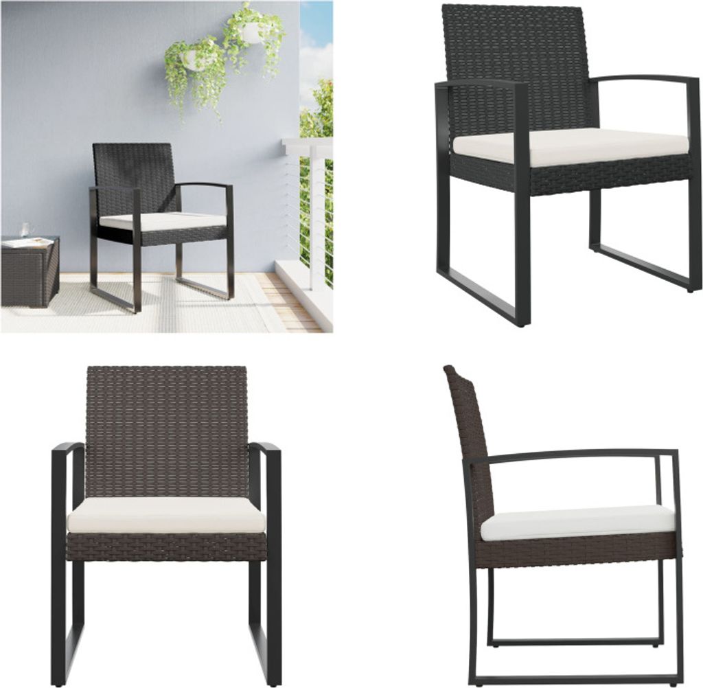 vidaXL Garten Esszimmerstühle 2 Stk. Schwarz PP Rattan - Garten-Esszimmerstuhl - Garten-Esszimmerstühle - Esszimmerstuhl - Outdoor Esszimmerstuhl