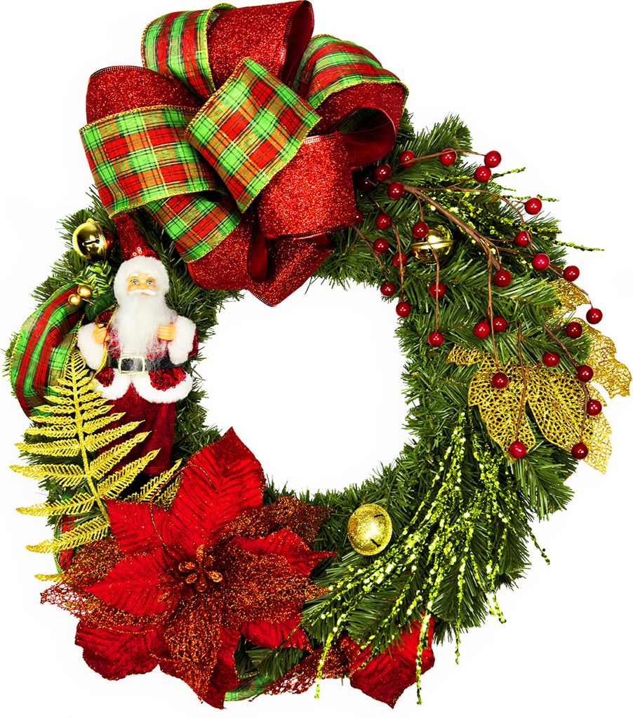 Weihnachtskranz künstlich dekoriert grün Kranz SANTA II 50 cm für Tisch und hängen