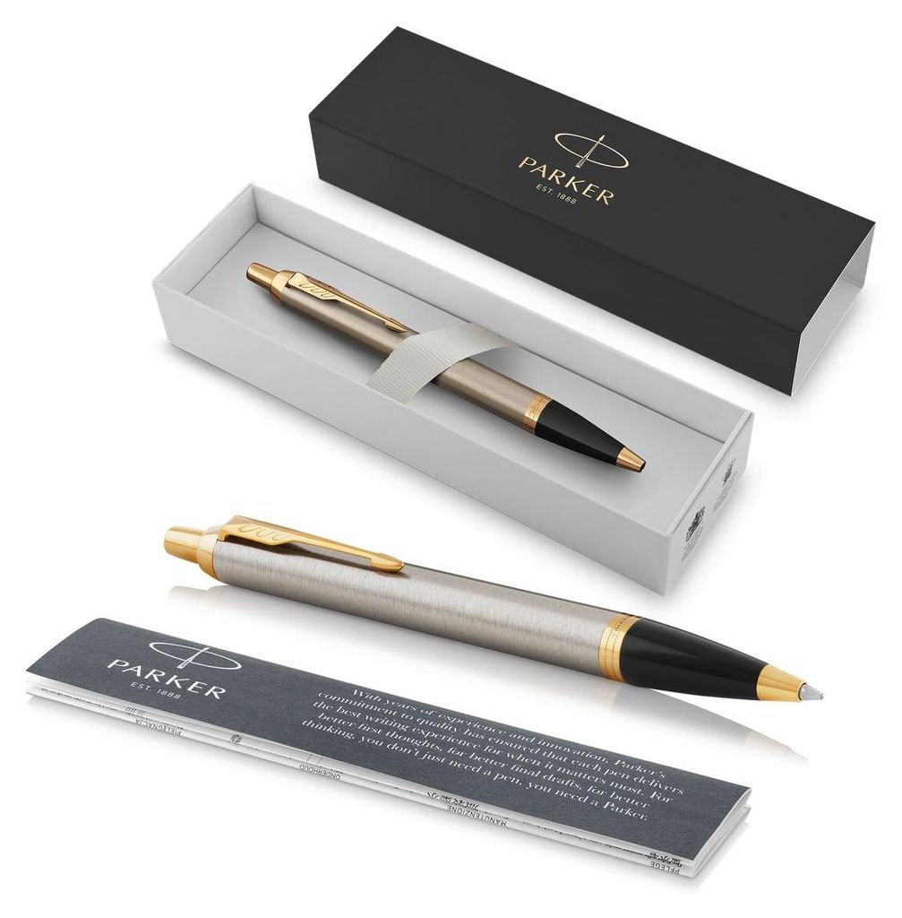 PARKER Kugelschreiber IM Brushed Metal M Blau Geschenkbox