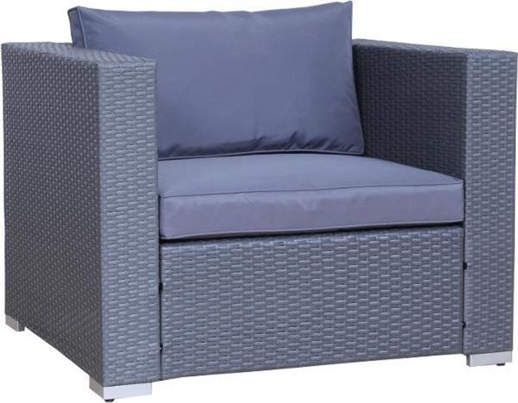 Poly Rattan Gartenmöbel MP-Sessel anthrazit Alu Garnitur Lounge Garten Sitzgruppe Gartenset