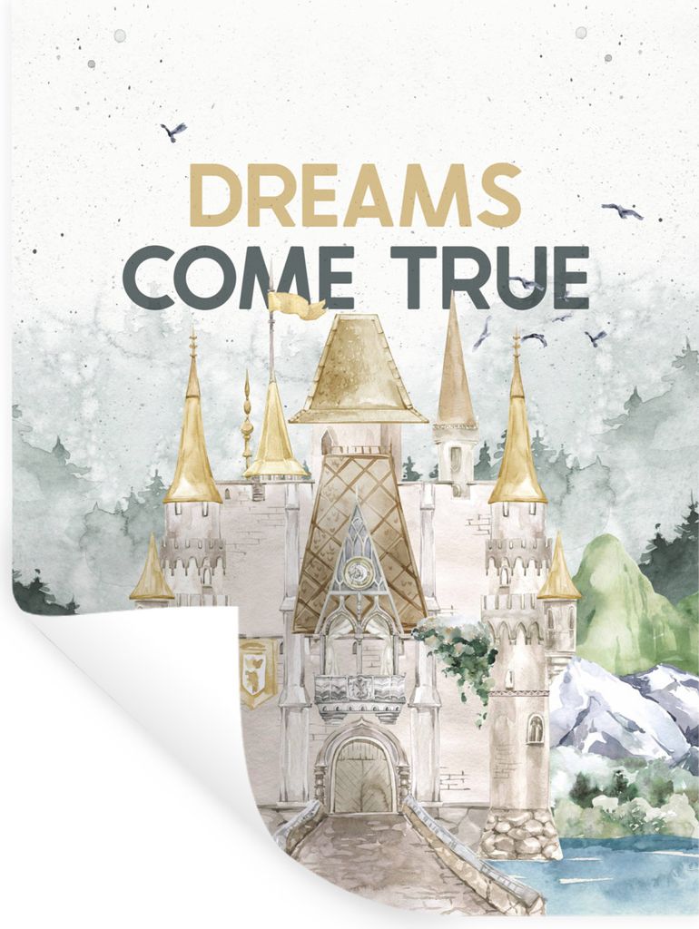 MuchoWow Wandtattoo Wandsticker Wandaufkleber Träume werden wahr - Sprichwörter - Kinder - Zitate - Baby 120x160 cm Selbstklebend und Repositio...