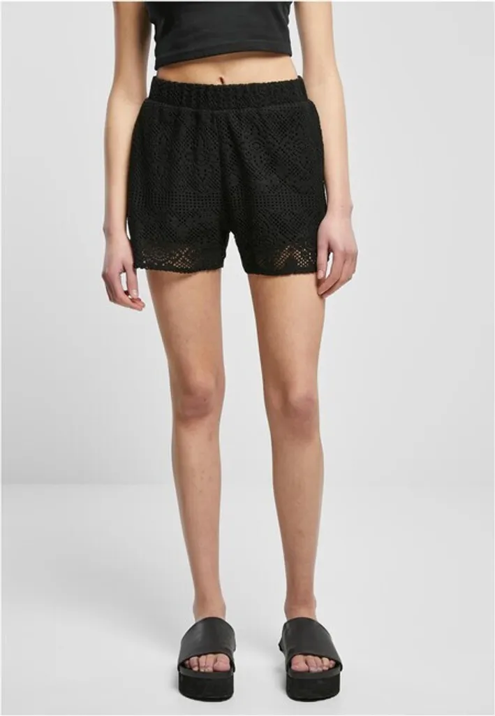 Short de Vacances en Crochet Noir Femme 4XL Idéal pour Plage et Été
