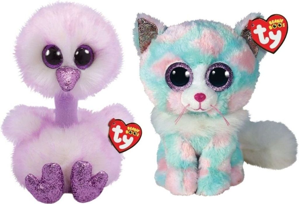 Ty - Stofftiere - Beanie Buddy - Kenya Ostrich & Opal Cat