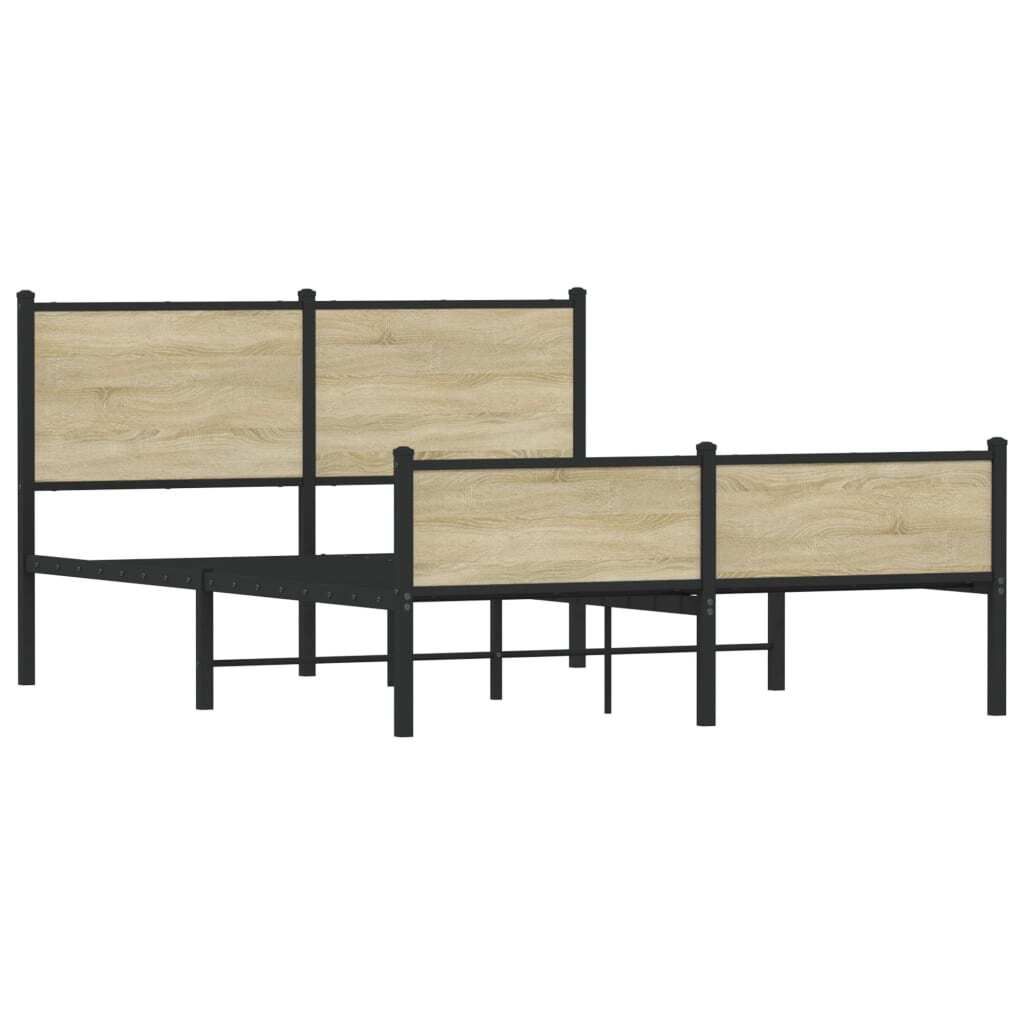 Metallbett ohne Matratze Sonoma-Eiche 140x190 cm