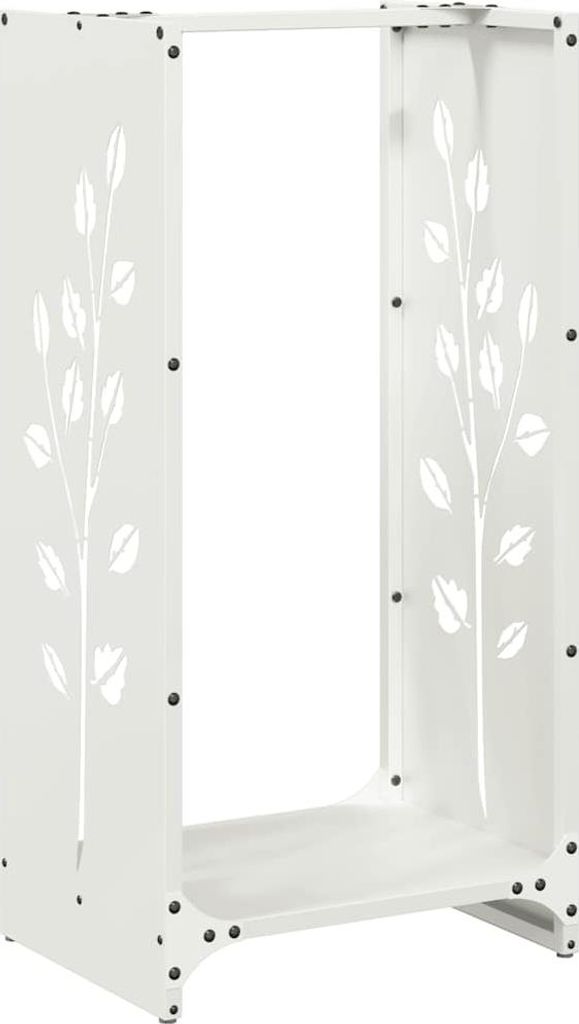vidaXL Porta legna Bianco 40x30x80 cm Acciaio laminato a Immagine del prodotto 